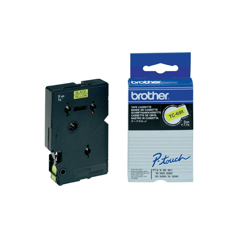 Nastro brother tc691 9mm giallo/nero[tc691]