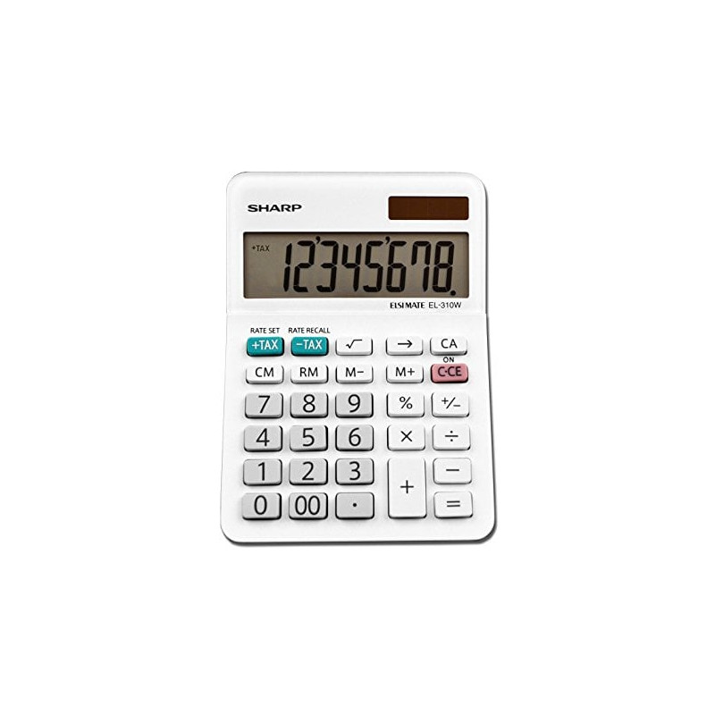 calcolatrice da tavolo sharp con display lcd a 8 cifre bianco [el-310wb]