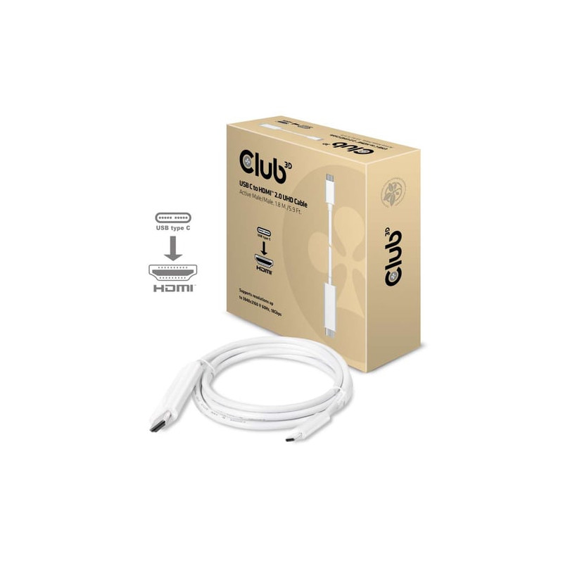 Cavo club 3d usb 3.1 typ c - hdmi 2.0 club3d 1,8m [cac-1514]