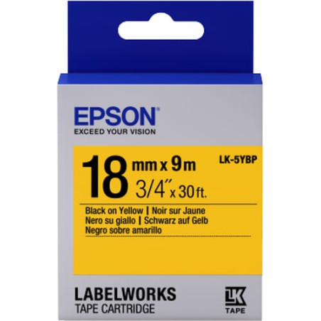 Nastro etichettatrice epson lk5ybp pastel 18x9 nero/giallo [c53s655003]