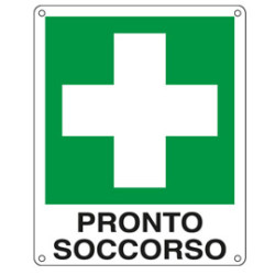 Cartello alluminio 12x14,5cm 'pronto soccorso' [e20101k]