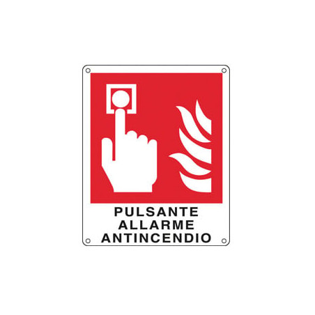 Cartello alluminio 12x14,5cm 'pulsante allarme antincendio''