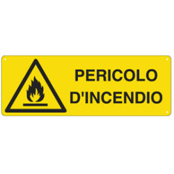 Cartello alluminio 35x12,5cm 'pericolo di incendio' [e1712k]