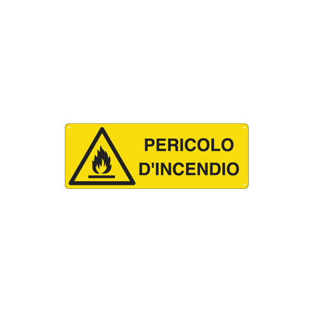 Cartello alluminio 35x12,5cm 'pericolo di incendio' [e1712k]