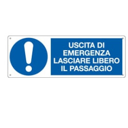 Cartello alluminio 35x12,5cm 'uscita di emergenza lasciare libero