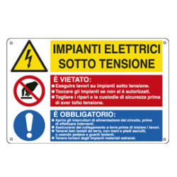 Cartello alluminio 50x33,3cm 'impianti elettrici / e' vietato../