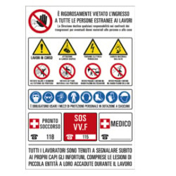 Cartello polionda 67x100cm cantiere multisimbolo [po7001]