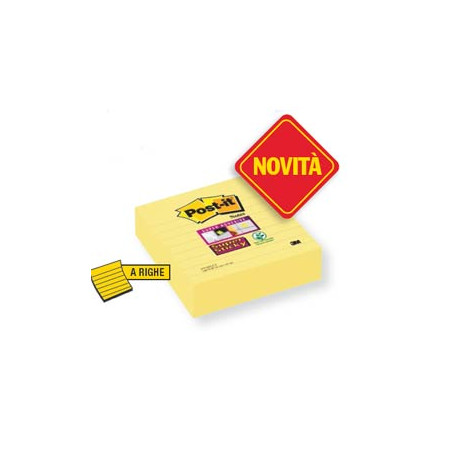 Blocco 70fg post-it?giallo canary? 101x101mm a righe f.to xl