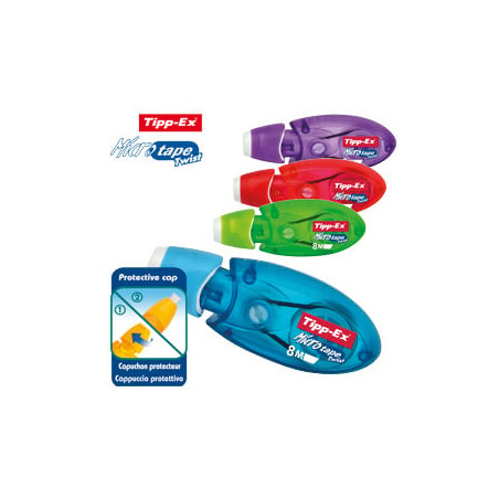 Box 10 correttori a nastro 5mmx8mt micro tape twist col. ass. bic