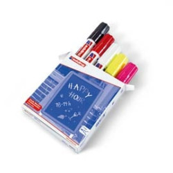 Astuccio 5 marcatore edding 4090 punta scalpello gesso liquido col.assortiti