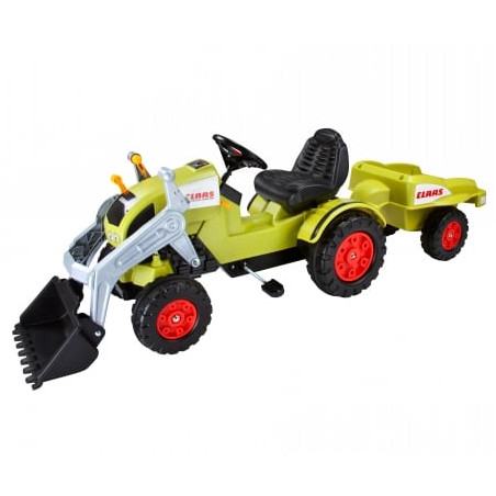 Trattore a pedali claas con pala e rimorchio - verde - big