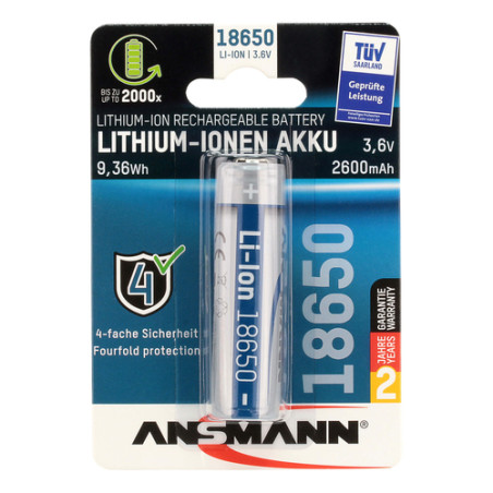 Batteria ansmann li-ion 18650 2600mah [1307-0000]