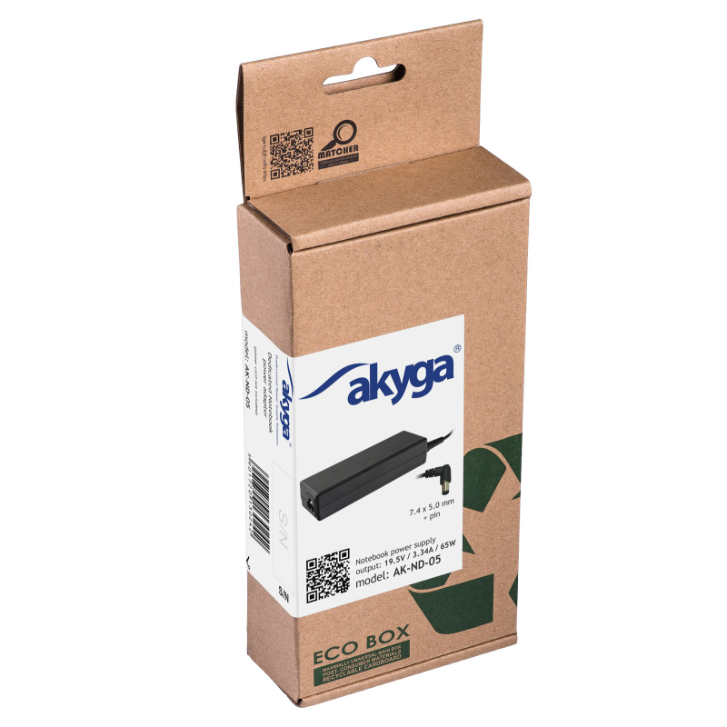 Alimentatore notebook akyga ak-nd-05 (19 5 v 3 34a 65 w 7.4