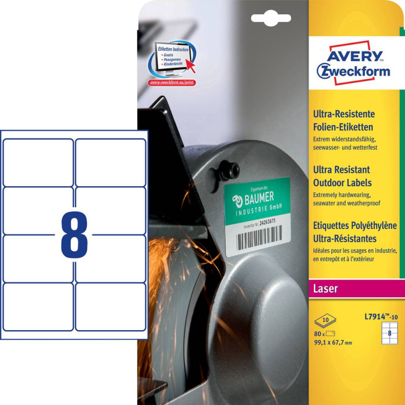 Etichette avery zweckform polietilene ultra resistenti [l7914-10]