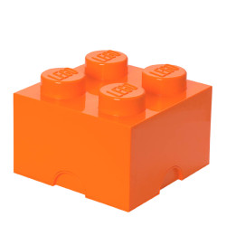 Contenitore mattoncino lego 4 bottoncini 25x25x18cm arancione brillante