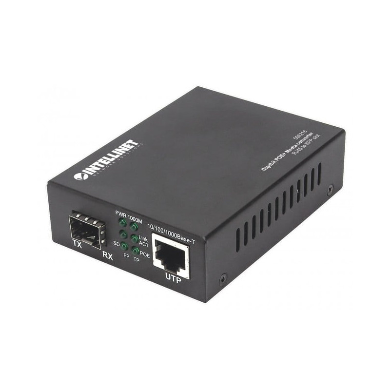 Media converter intellinet sfp gigabit poe+