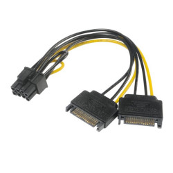 Cavo pcie akasa 6+2 pin(m) a 2 x sata power (m + m) multicolore [ak-cbpw19-15]