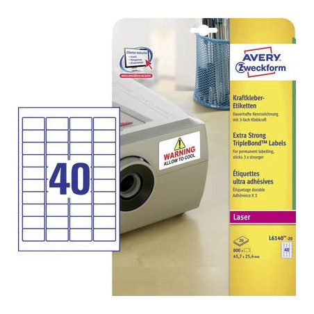 Avery-zweckform l6140-20 etichette 45.7 x 25.4 mm pellicola