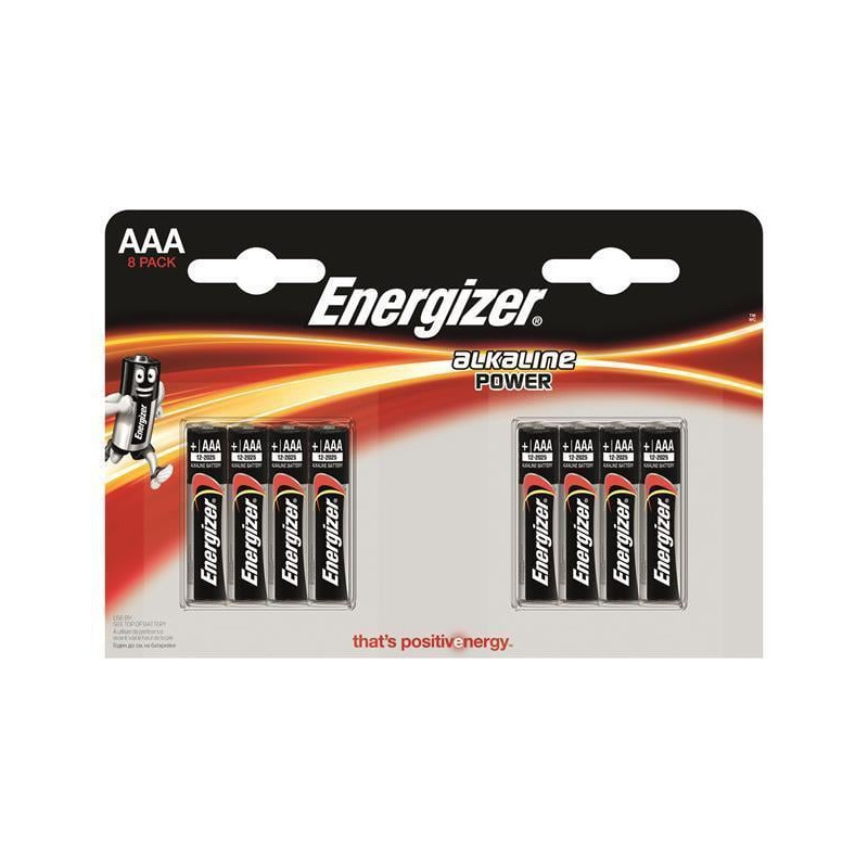 Pila energizer alkaline aaa, 8 pezzi [azengub30000018]