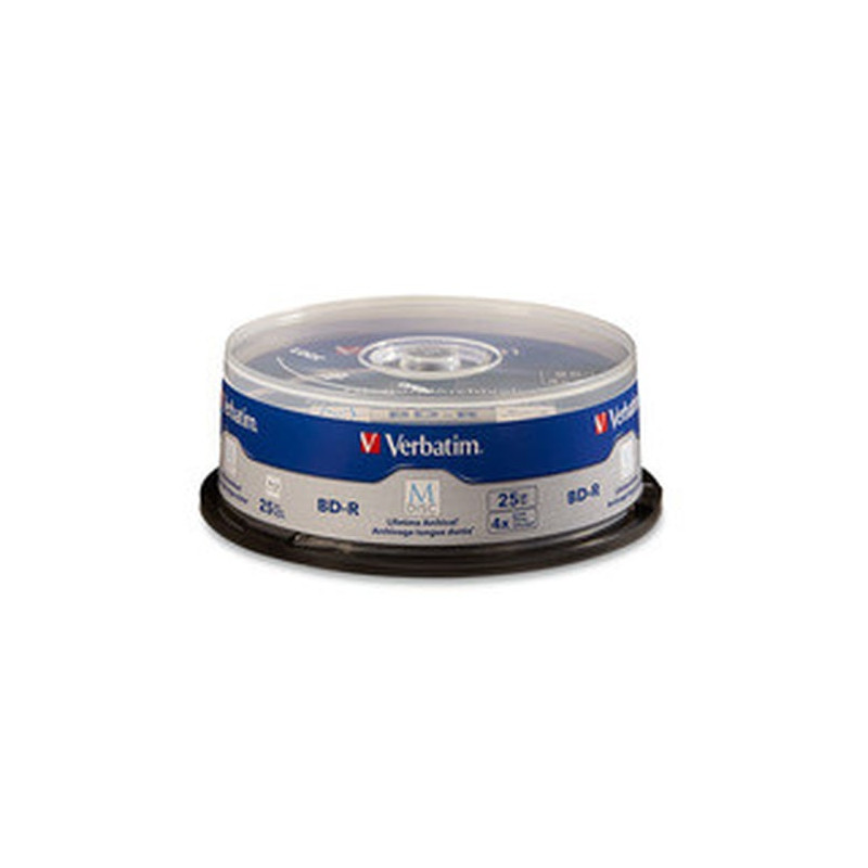 Confezione blu-ray bd-r m-disc verbatim 4xcb 25gb 25st