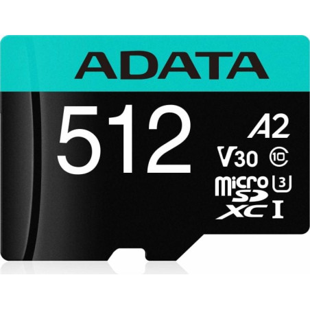 512gb scheda microsdxc adata premier pro r/w up to 100/80 mb/s, con