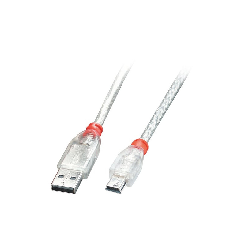 Cavo lindy usb 2.0 kabel a/mini-b, transparent, 1m [41782]