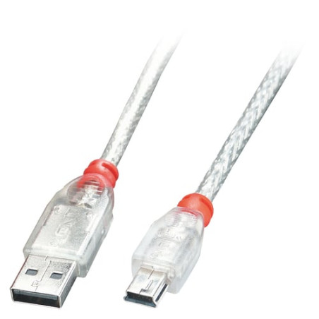 Cavo lindy usb 2.0 kabel a/mini-b, transparent, 1m [41782]