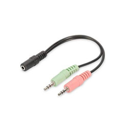 Adattatore/convertitore audio digitus per auricolare 3.5mm verde/rosa/nero