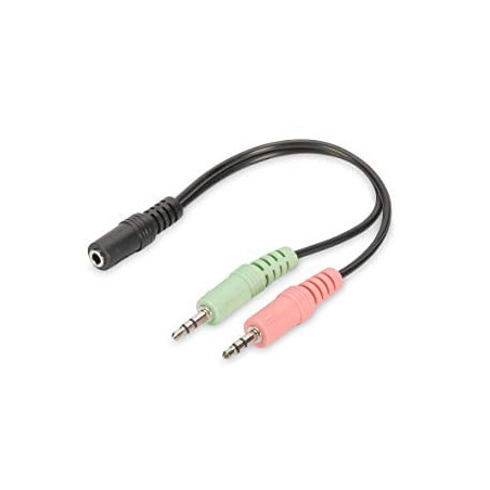 Adattatore/convertitore audio digitus per auricolare 3.5mm verde/rosa/nero
