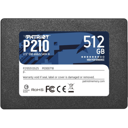 Ssd 512gb patriot p210 (6,4cm) 2,5 sata-iii 6gb/s [p210s512g25]