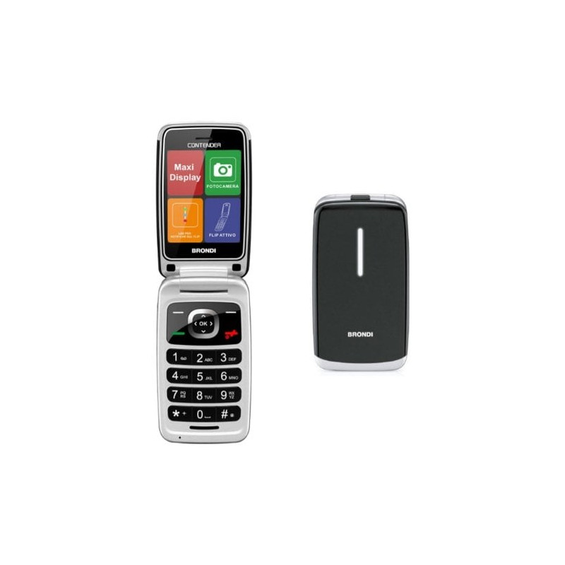 Cellulare brondi contender 1.3mp flip attivo 32m+32m dual sim nero