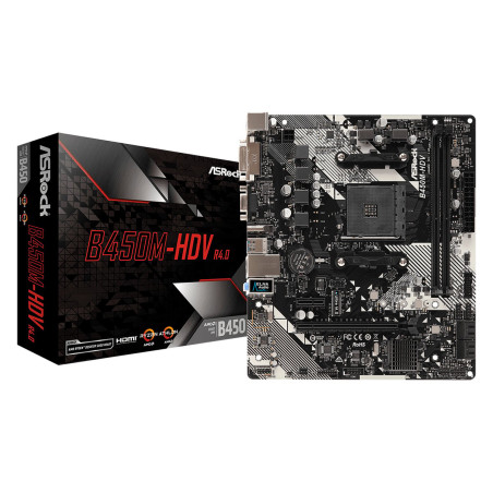 Scheda madre asrock b450m-hdv r4.0 [90-mxb9n0-a0uayz]