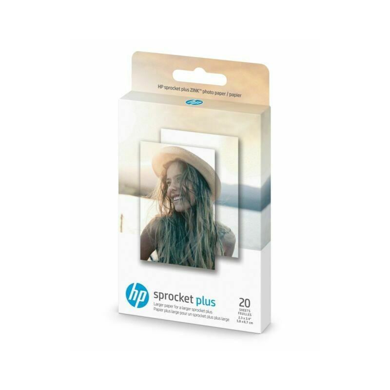 Carta fotografica hp sprocket plus 2.3x3.4 pollici 20 fogli