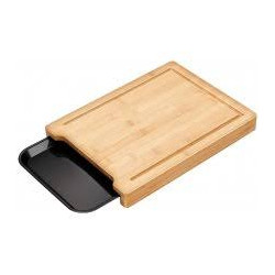 Tagliere da cucina smile in legno di bambu' con vassoio retrattile