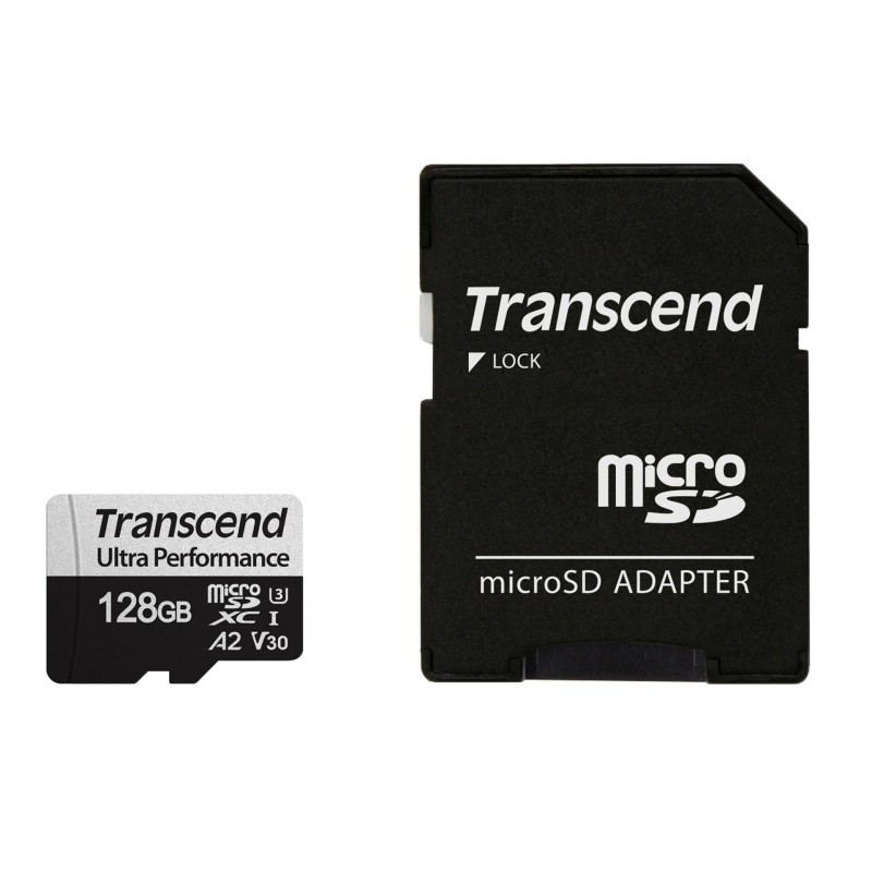 128gb scheda microsd transcend 340s class 10 uhs-i u3 a2 [ts128gusd340s]