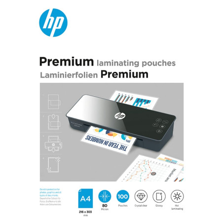 Pellicola per plastificazione hp a4 80micron 100pz premium trasparente