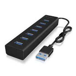 Hub usb icybox ib-hub1700-u3/3.0/tipo-a/7porte nero [nuicyus7p000008]