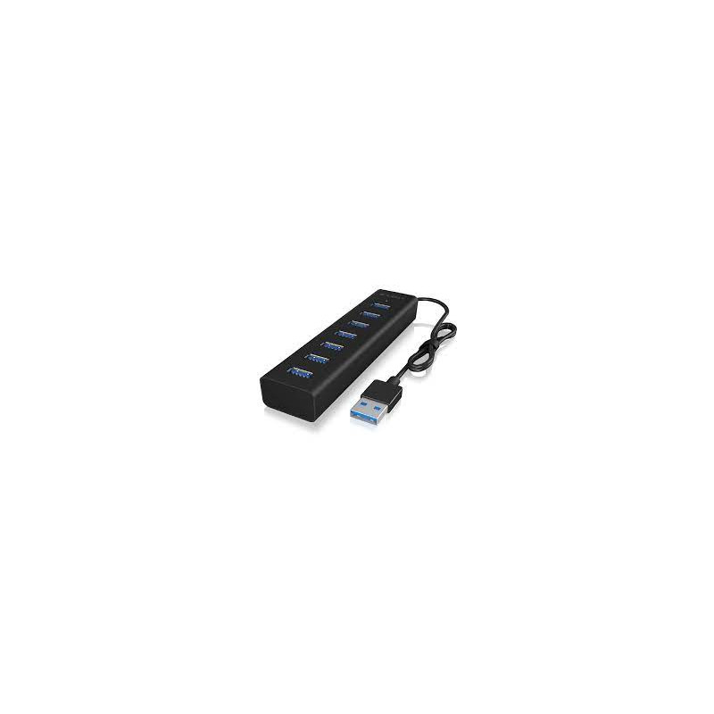 Hub usb icybox ib-hub1700-u3/3.0/tipo-a/7porte nero [nuicyus7p000008]