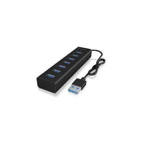 Hub usb icybox ib-hub1700-u3/3.0/tipo-a/7porte nero [nuicyus7p000008]
