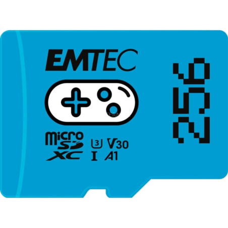 256gb scheda microsd emtec uhsi u3 v30 a1 blu [ecmsdm256gxcu3g]