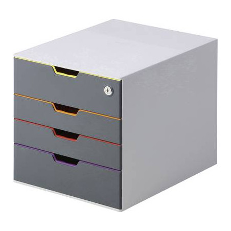 Cassettiera da scrivania durable varicolor 4x cassetti grigio [7606-27]