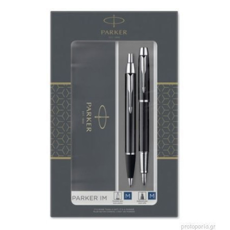 Set penna a sfera e stilografica parker im nero/cromato 2pz [2093215]