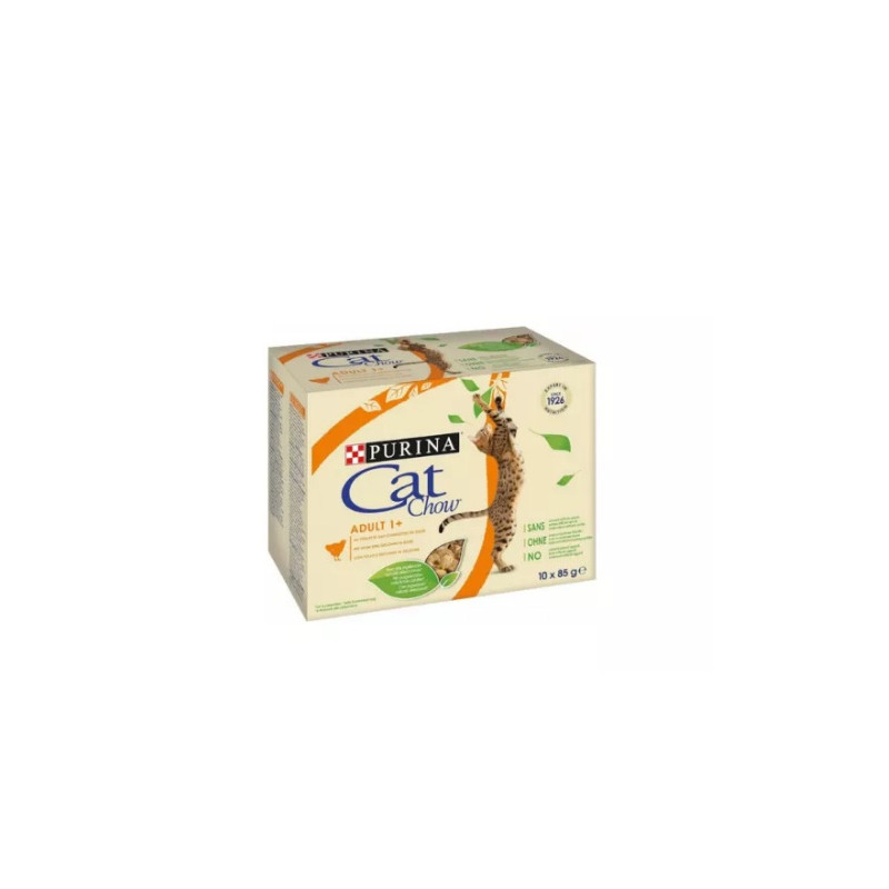 Cibo per gatto purina cat chow adult pollo e zucchine 10x85gr