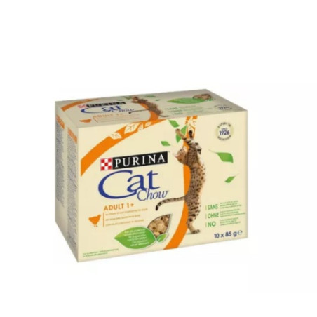 Cibo per gatto purina cat chow adult pollo e zucchine 10x85gr