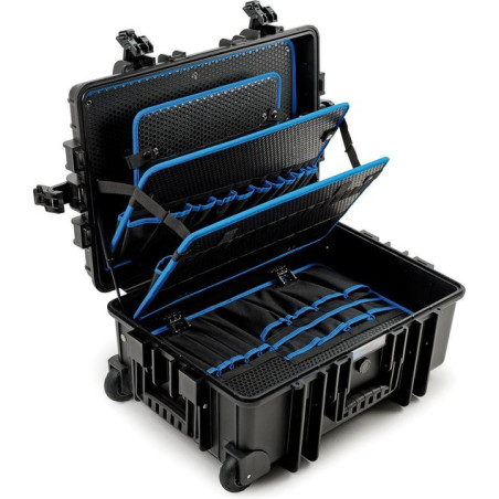 Valigia portautensili b&w jumbo6700 con trolley in polipropilene/595x235x440mm/nero