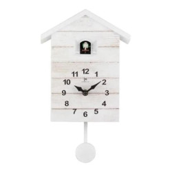 Orologio da parete lowell pendolo a cucu 320x200mm legno bianco [50041c]