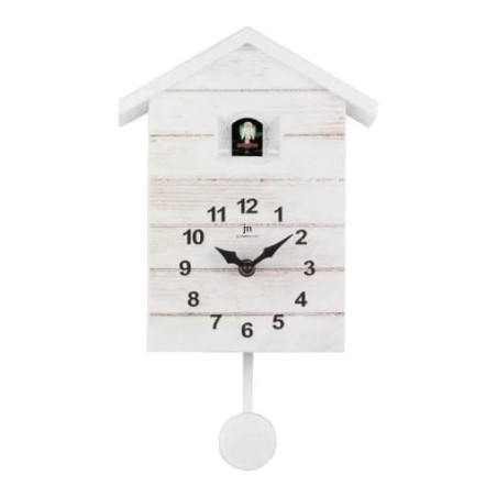 Orologio da parete lowell pendolo a cucu 320x200mm legno bianco [50041c]
