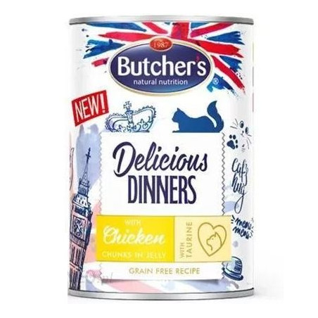 Cibo per gatto butcher's delicious dinners pezzi al pollo in