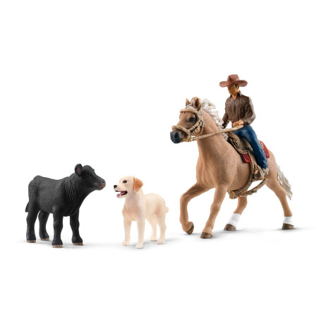 Set figurina schleich farm world equitazione western multicolore