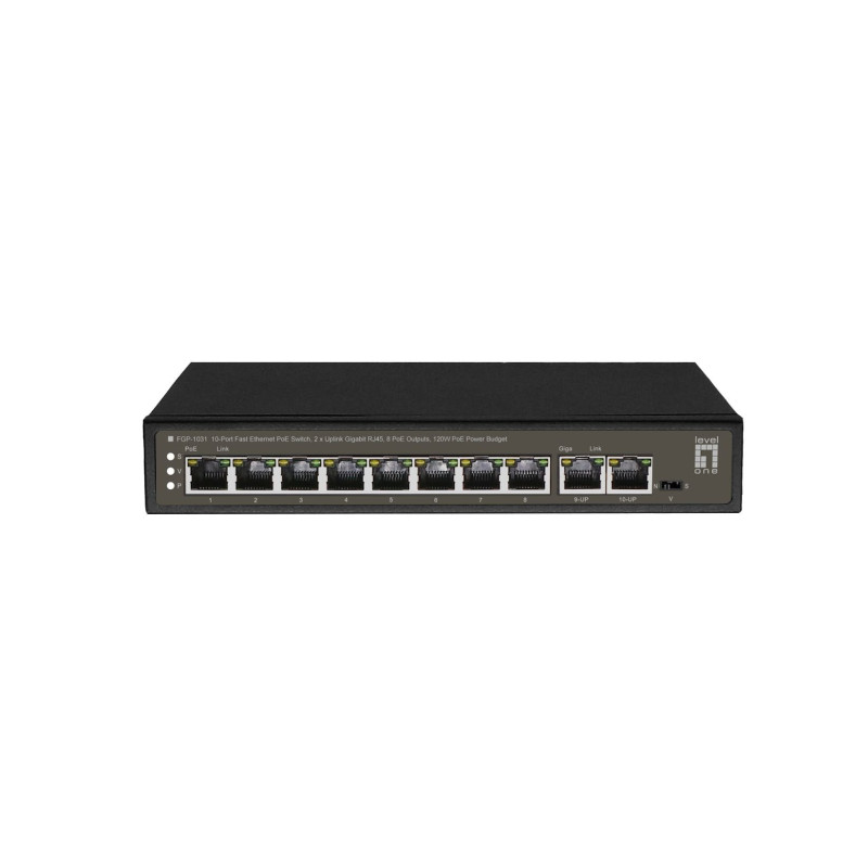 Switch level one fast ethernet poe 10 porte 100/1000mbits nero [fgp-1031]